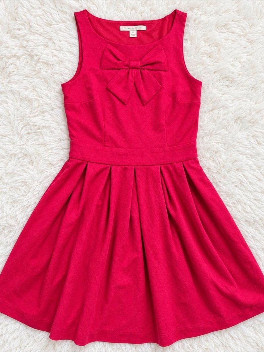 LC Lauren Conrad Bright Fuchsia Bow-Front Fit & Flare Women’s Medium M Dress